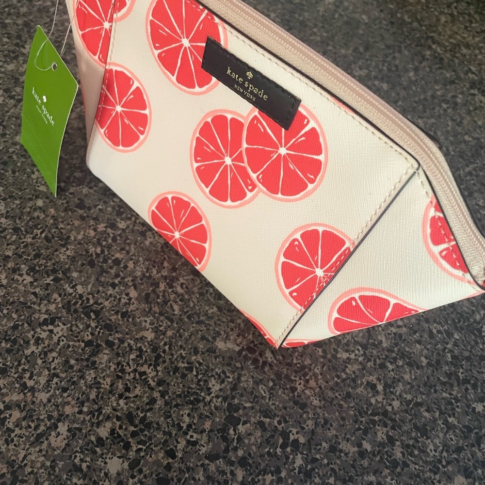 kate spade Cream Cosmetic Pouch with Red Citrus Print